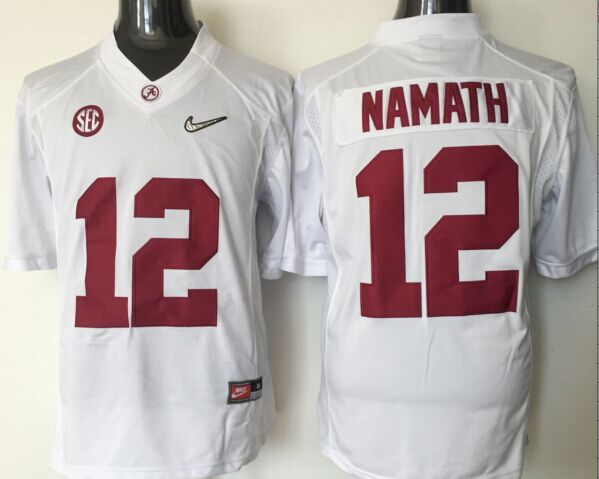 Men's Alabama Crimson Tide Joe Namath #12 White Jersey